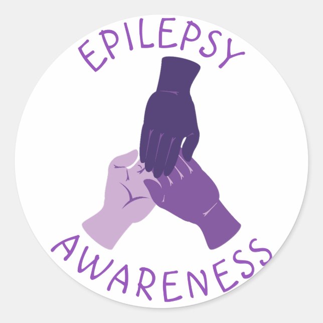 Adesivo Suporte às Mãos de Consciência da Epilepsia Roxa (Frente)
