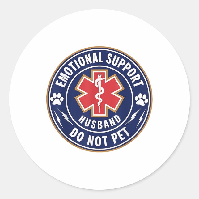 Adesivo Suporte Emocional Marido Não Pet Service Dog L (Frente)