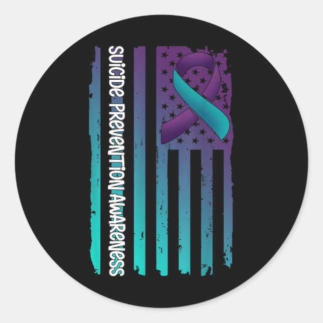 Adesivo Support American Flag Ribbon Suicide Awareness For (Frente)