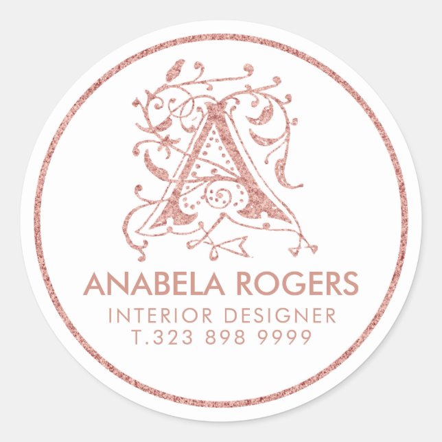 Adesivo Supressas Florais rosa Douradas Monograma de Amost (Frente)