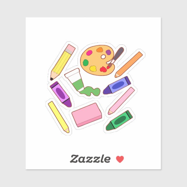 Adesivo Suprimentos Coloridos De Arte (Folha)