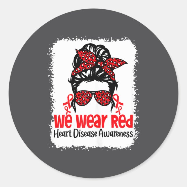 Adesivo Suprt Heart Disease Awareness We Wear Red Tee Woma (Frente)