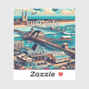 Adesivo Surf City North Carolina 3 Inch Vinyl Sticker