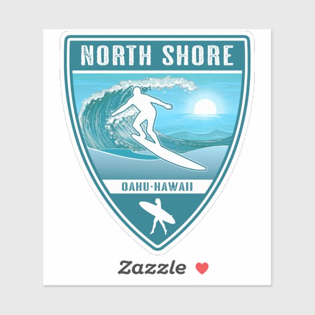 Adesivo Surf North Shore Oahu Hawaii (Folha)