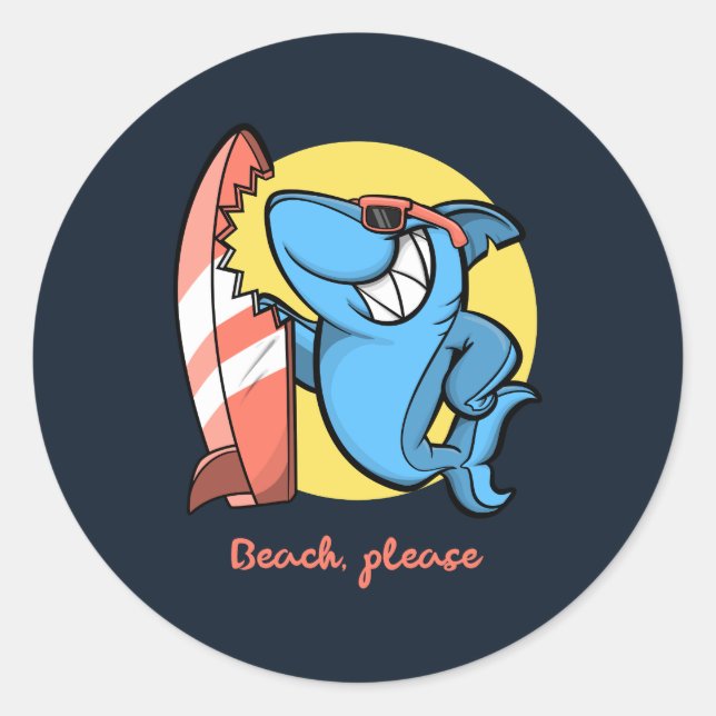 Adesivo Surf Shark Beach, por favor (Frente)