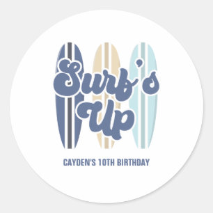 Adesivo Surf Surfboard Beach Birthday ClassRound S