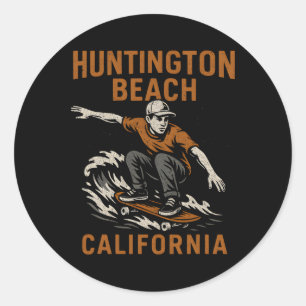Adesivo Surfando Huntington Beach Califórnia Vintage Mascu