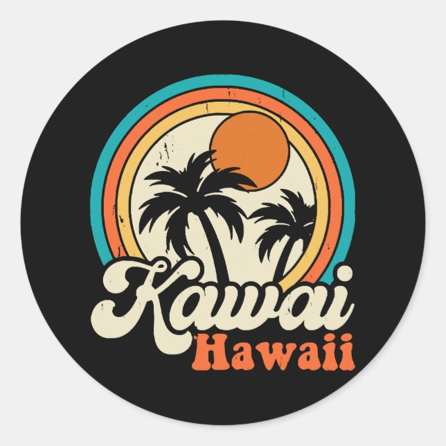 Adesivo Surfando Kawaii Havaí (Frente)