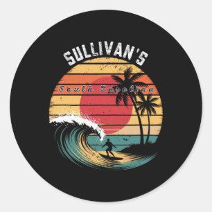 Adesivo Surfando na Praia da Carolina do Sul de Sullivan