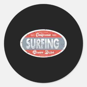 Adesivo Surfando no Oceano da Califórnia 1985 Praia Verão