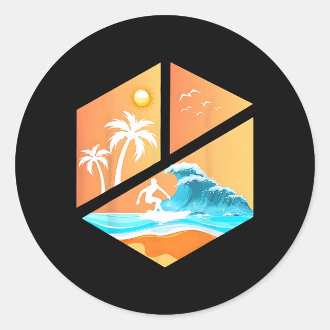 Adesivo Surfboarder Surfer Retro Vintage Clic Surfing Surf (Frente)