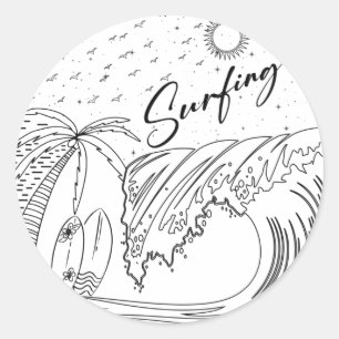 Adesivo surfe surfando surfar em T-Shirt divertida