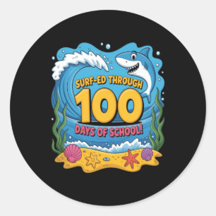 Adesivo Surfeou 100 Dias De Escola Tubarão Engraçado