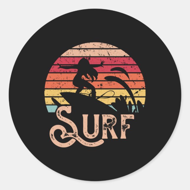 Adesivo Surfer Girl Retro Vintage Surfboard (Frente)