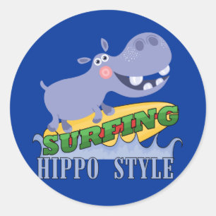 Adesivo Surfer Hippopotamus