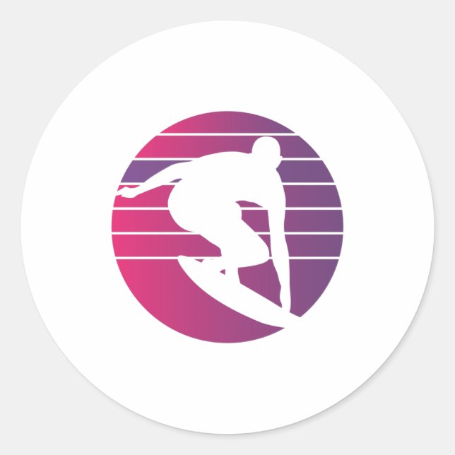 Adesivo Surfer Retro Surfing Sunset (Frente)