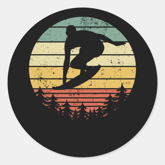 Adesivo Surfer Surfboard Surfing Retro Gift Idea (Frente)