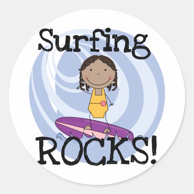 Adesivo Surfing Rocks African American Girl Camisetas (Frente)