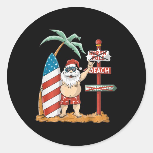 Adesivo Surfing Santa With Usa Patriotic Surfboard Christm (Frente)