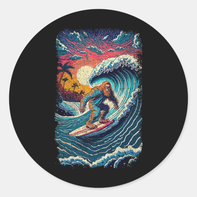 Adesivo Surfing Sasquatch Shirt Art Teacher Big Wave Surfe (Frente)