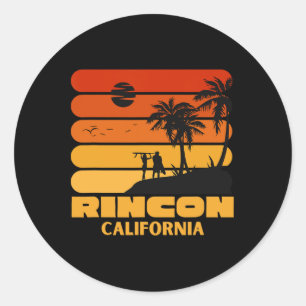 Adesivo Surfing Vintage Rincon Beach California Retro Surf