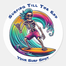 Adesivo Surfista De Esqueleto Andando Uma Onda