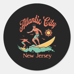 Adesivo Surfista de Nova Jersey Praia de Surf de Atlantic 