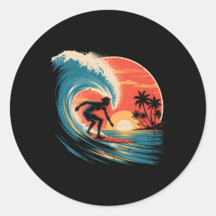 Adesivo Surfista de Surf de Praia Vintage Retro