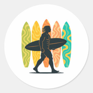 Adesivo Surfista de Verão Onda Surfe Prancha de Surfe Prai