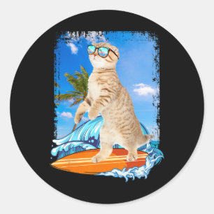 Adesivo Surfista Havaiano Fofo Gato Amante Surfista Praia