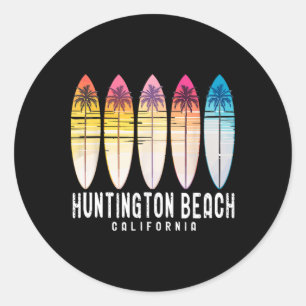 Adesivo Surfista retro da praia de Huntington Califórnia
