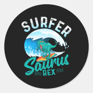 Adesivo Surfista Saurus Rex Dinossauro Surfando Surf Dino 