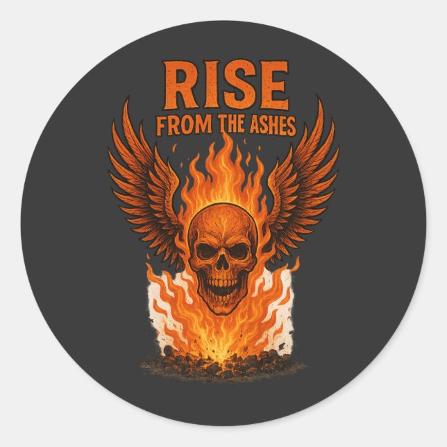 Adesivo Surgir das Ashes - Caveira Flamejante com Fiery (Frente)