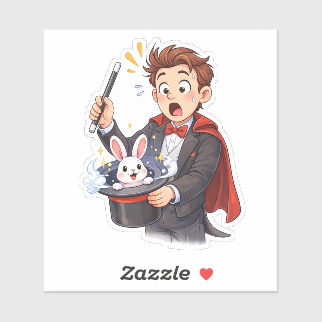Adesivo Surprised Magician Rabbit Custom-Cut Vinyl Sticker (Folha)