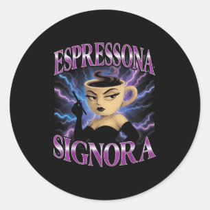 Adesivo Surreal italiano Brainrot Meme Espressona Signora 