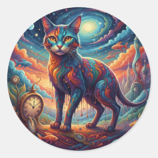 Adesivo Surrealism Whimsical Time Travel Cat