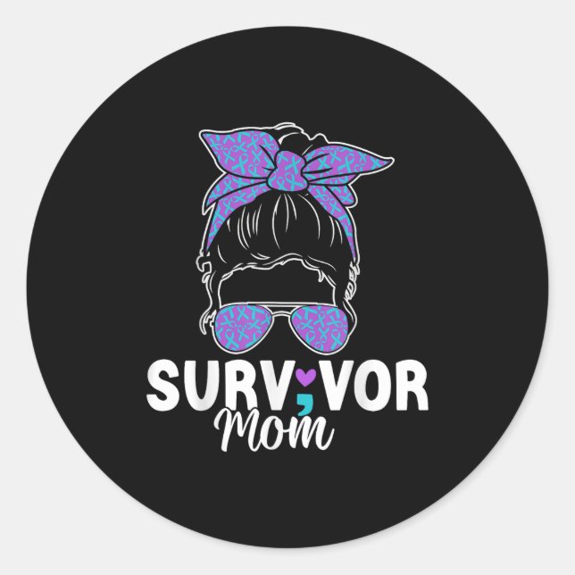 Adesivo Survivor Mom - Semicolon Suicide Prevention Awaren (Frente)