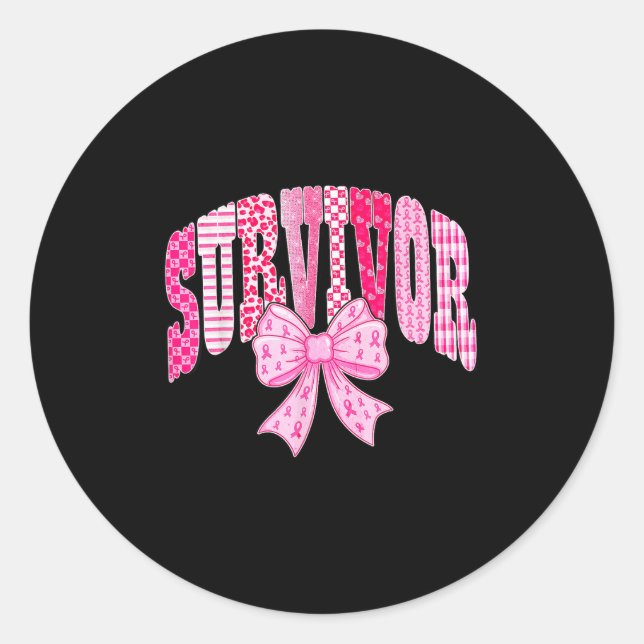 Adesivo Survivor Pink Ribbon Coquette Bow Breast Cancer Aw (Frente)
