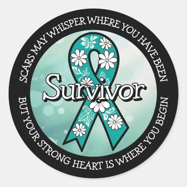 Adesivo Survivor SA Teal Awareness Ribbon (Frente)