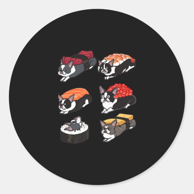 Adesivo Sushi Boston Terrier Premium T-Shirt (Frente)