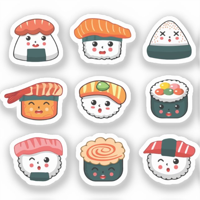 Adesivo Sushi Kawaii  (Frente)
