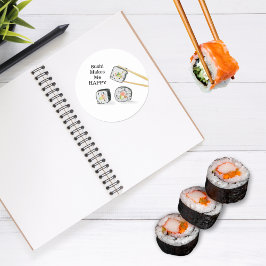 Adesivo Sushi Me Faz Feliz Desenho de Rolinhos de Sushi