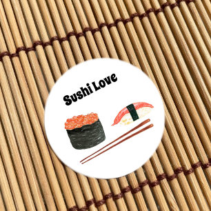 Adesivo Sushi Rolls da aguarela com Chopsticks