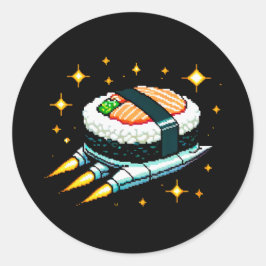 Adesivo Sushi Spaceship Pixel Art Voando Sushi Roll Design