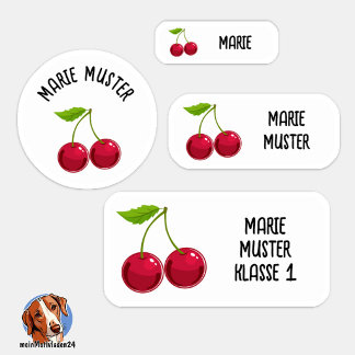 Adesivo Süße Kirsche Namensaufkleber – 24er Set weiß