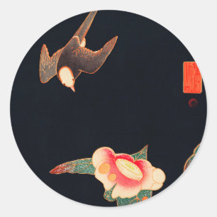 Adesivo Swallow e camellia vintage
