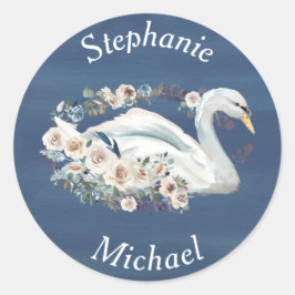 Adesivo Swan Floral Branco sobre Casamento Azul