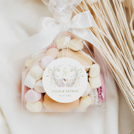 Adesivo Swans Floral Monogram Crest Wedding 