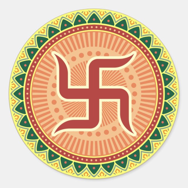 Adesivo Swastika com estilo tradicional indiano Mandana (Frente)