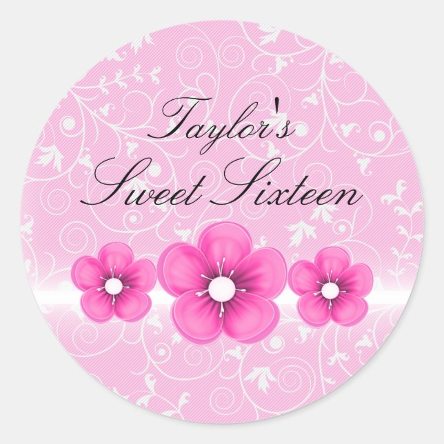 Adesivo Sweet16 Flor Rosa (Frente)